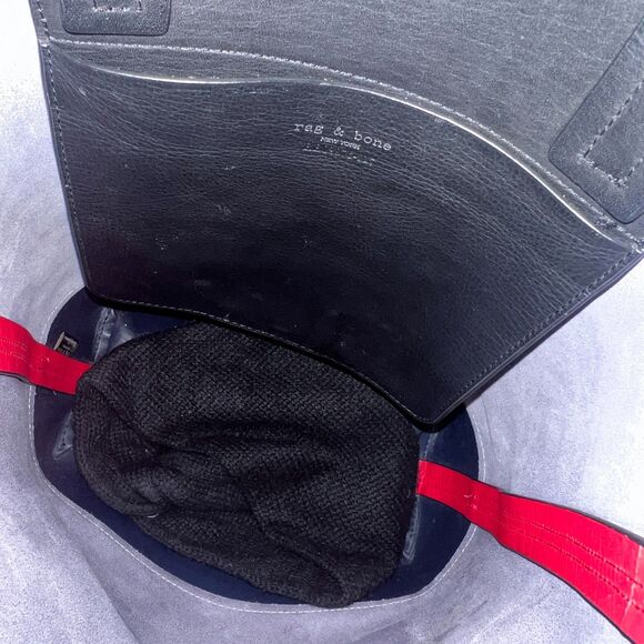 Rag & Bone Walker Convertible Gray Suede & Black Red Leather Tote - Picture 9 of 15